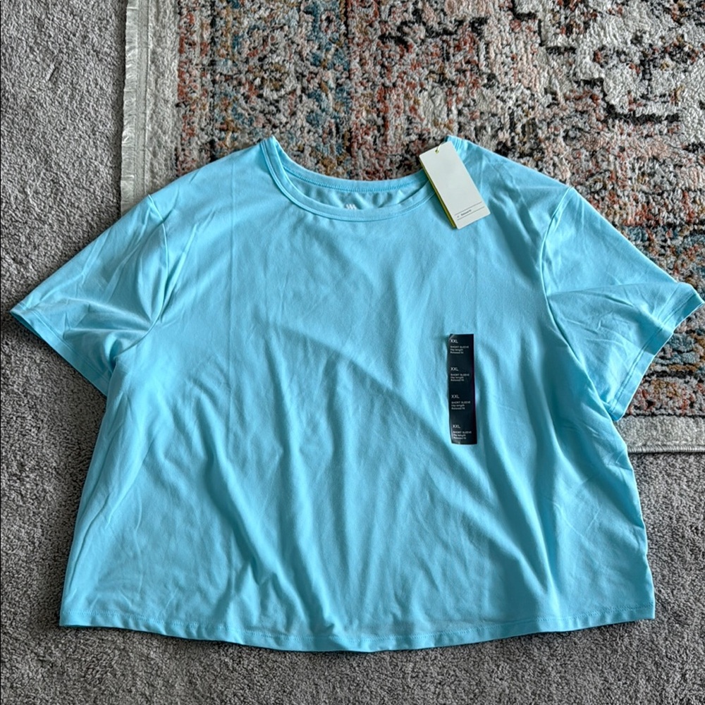 NEW- All in Motion Blue Short Sleeve Workout Top